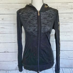 Forever 21 Sheer Angel Wings Zipper Hoodie